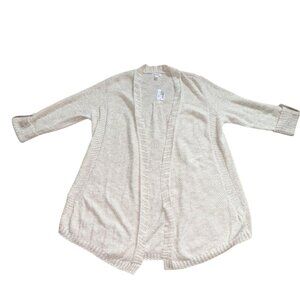 Westport Womens Cuffed Sleeve Open Front Cardigan-Oatmeal-XL-NWT